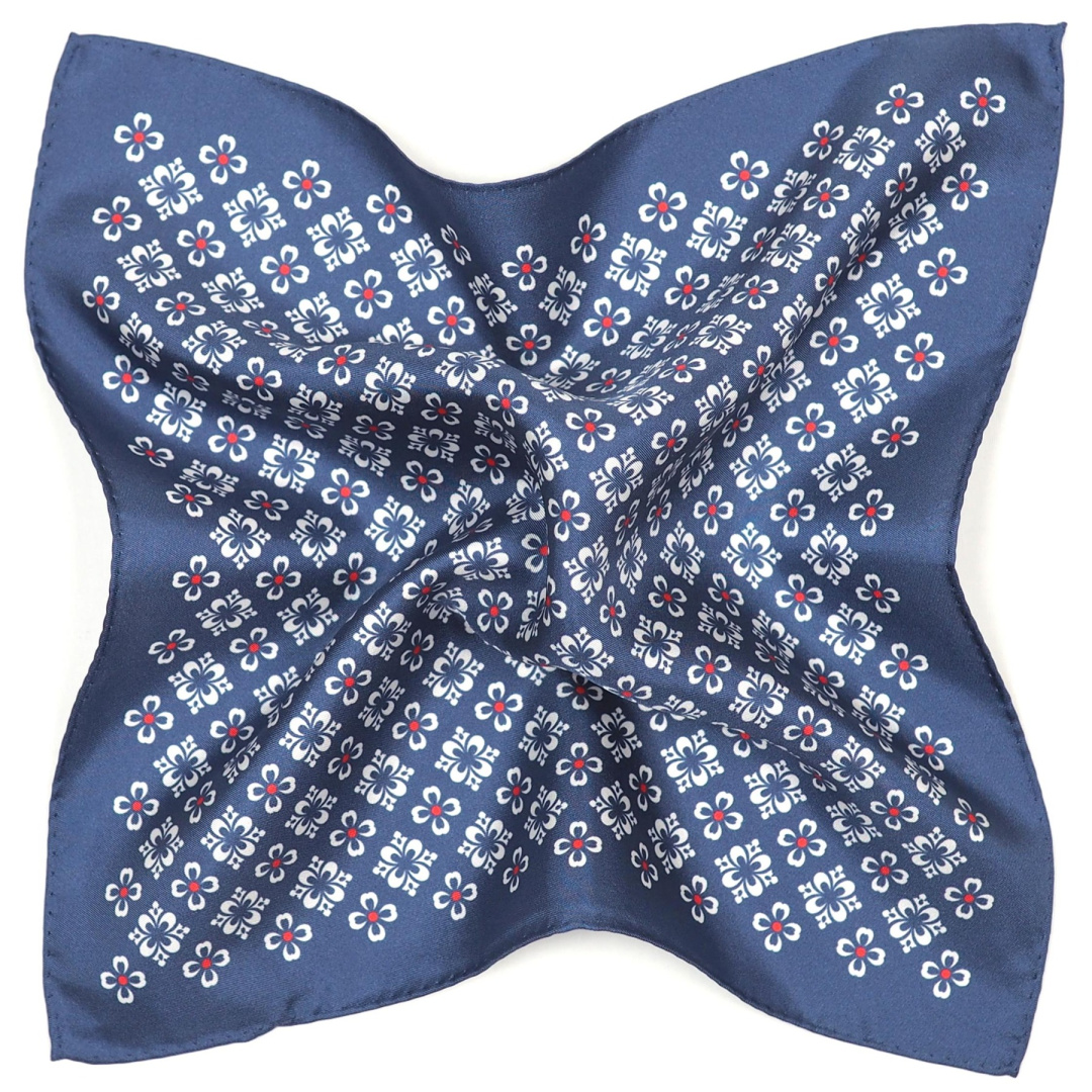 PJ-364 Jedwabna chusteczka do garnituru z kwiatowym wzorem 30x30 cm